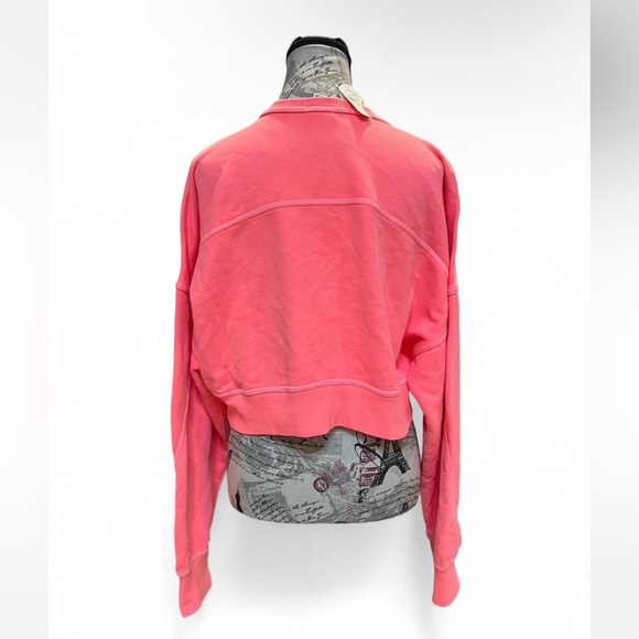 Offline by Aerie Cropped Henley Sweatshirt Coral Pink NWT Size M - Picture 2 of 7